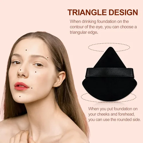 Miniatura 5 de 16 Esponjas de Maquillaje Triangulares, Esponja de Maquillaje Facial para Polvo Suelto Corporal, Herramienta de Belleza Negro
