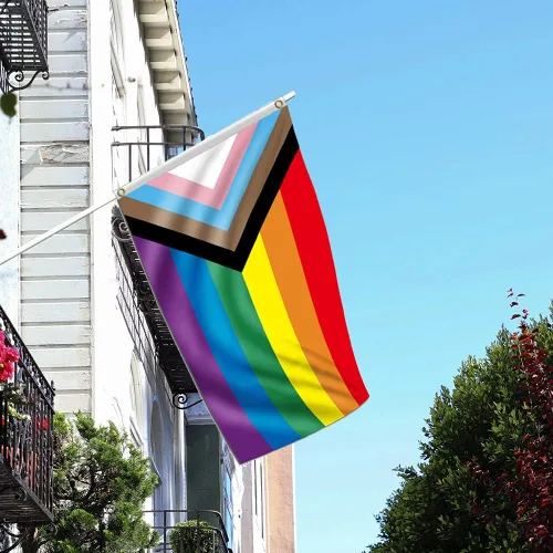 Miniatura 5 de LOVEON - Bandera del orgullo del progreso arcoíris vibrante de poliéster de 3 x 5 pies - Perfecta para mostrar tu orgullo (1 unidad de 3 x 5 pies)