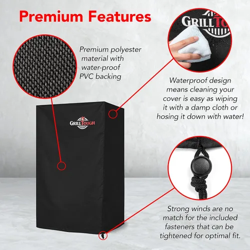 Miniatura 3 de GrillTough Funda para Ahumador de Servicio Pesado, 30 Pulgadas – Impermeable, Resistente a la Intemperie, Resistente a los Rayos UV y a