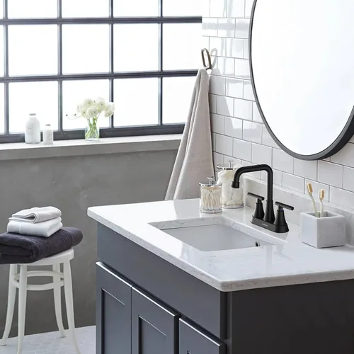 Miniatura 7 de Grifo de Lavabo de Baño Negro Mate, Hurran Grifos de Baño de 4 Pulgadas para Lavabo de 3 Orificios con Desagüe Pop-up y Líneas de Suministro, Grifo