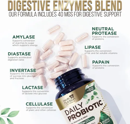 Miniatura 6 de Probióticos 50 mil millones de UFC por porción – 10 cepas + prebióticos – Salud digestiva, intestinal e inmunitario – Apoyo ocasional