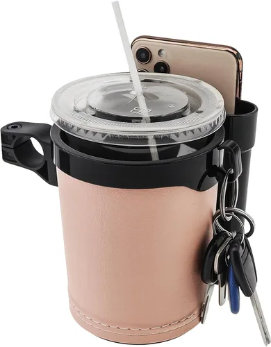Portavasos para bicicleta 3 en 1 con gancho para llaves de teléfono celular, soporte universal para botella de agua para caminante/silla de Beige