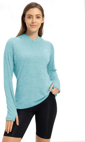Miniatura 3 de TBMPOY - Camiseta de manga larga y capucha con protección solar FPU 50 + para mujer, para pesca, senderismo, salidas al aire libre, camiseta ligera