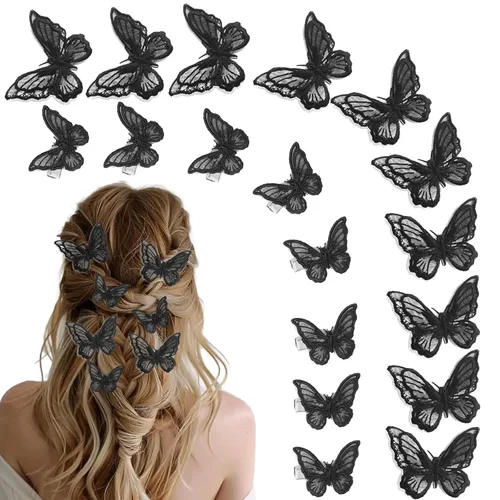 Miniatura 11 de 18 pinzas para el cabello con diamantes de imitación de mariposa para adolescentes y mujeres, clips de mandíbula Y2K con purpurina, lindos regalos