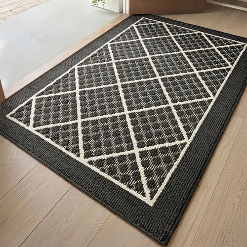 Miniatura 13 de DEXI Felpudo para puerta frontal del pasillo, alfombra de bienvenida interior, delgada de bajo perfil, antideslizante y lavable, para atrapar