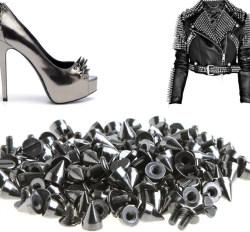Miniatura 3 de RUBYCA 30 juegos de 0.354 in color negro plomizo bala cono de espiga de metal tornillo trasero DIY cuero-artesanía