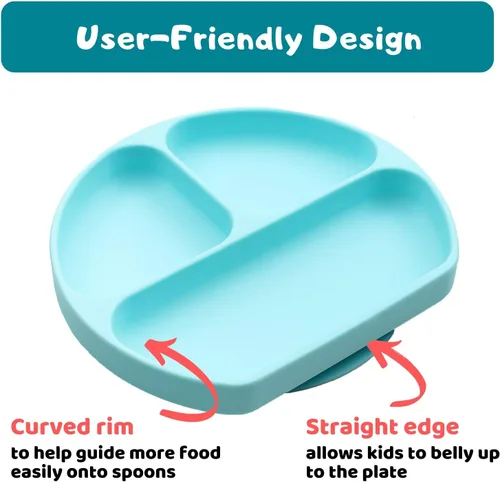 Miniatura 7 de Plato de succión para niños pequeños Sin BPA, 100% silicona de grado alimenticio Apto para microondas, lavavajillas y horno Platos