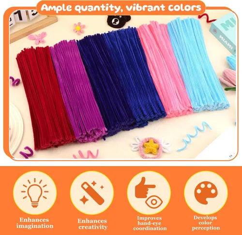 Miniatura 24 de Zlulary Juego de 100 limpiapipas de chenilla, de color sólido, para limpiar tuberías, manualidades, manualidades, decoración, tallos de felpilla Gris