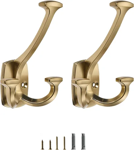 Miniatura 15 de Ganchos de latón antiguos grandes montados en la pared decorativos de doble cara resistentes para colgar abrigos, toallas, batas, bolsos, ganchos