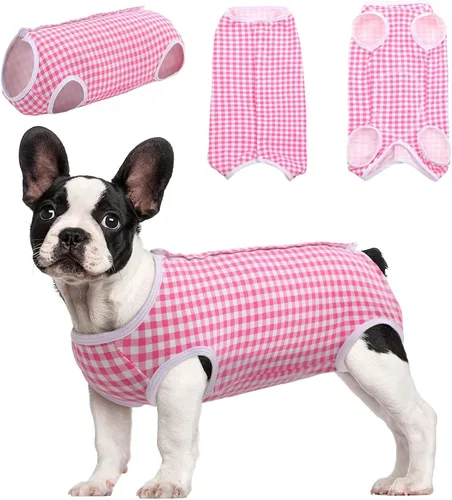 Miniatura 8 de Kuoser - Traje de recuperación quirúrgica para perros y gatos, camiseta para mascotas después de la cirugía para perros, traje de recuperación Rosa