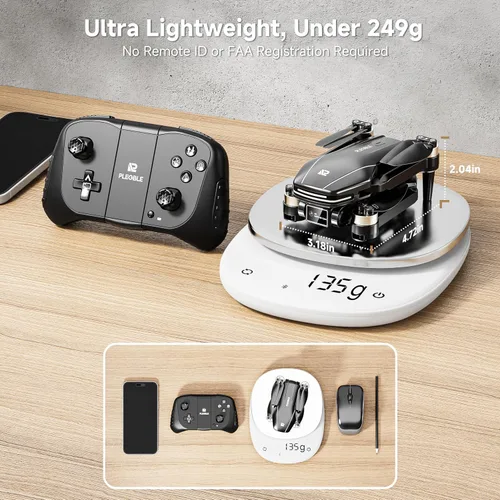 Miniatura 6 de Dron con cámara 4K para niños y adultos, motor sin escobillas, mini drones plegables a control remoto con protectores de hélice para principiantes