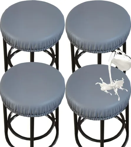 Miniatura 8 de Fundas para taburete PU - Fundas lavables y resistentes al agua para asiento redondo con bandas elásticas para sillas de 12-17 pulgadas
