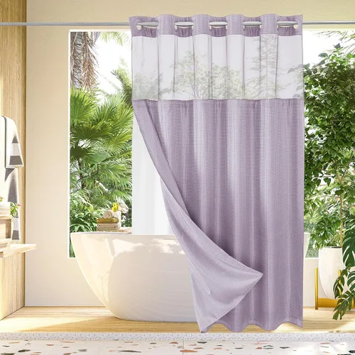 Miniatura 45 de Gibelle: cortina de ducha pequeña para baño de 36x74, cortina de ducha de punto gofre con juego de forro de tela a presión, no necesita ganchos