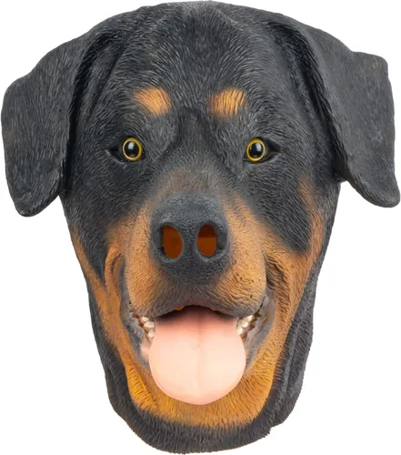 Miniatura 4 de PartyHop Rottweiler Máscara de cabeza de perro de látex animal de cabeza completa, máscaras realistas para Halloween, carnaval, fiesta de disfraces