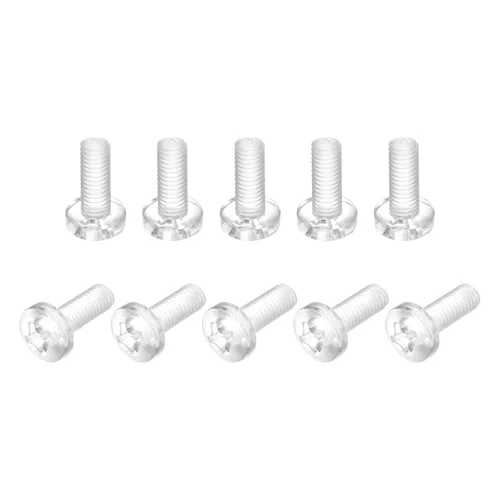 Miniatura 7 de uxcell M2x6mm plástico Phillips pernos 50pcs PC Pan cabeza máquina tornillos transparentes