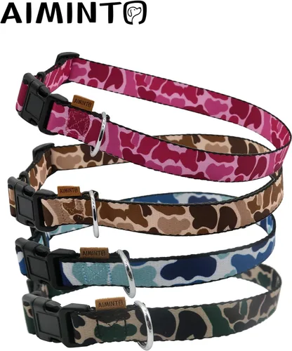 Miniatura 5 de Collar de perro, bonito patrón de camuflaje, collar suave y ajustable con hebilla de liberación rápida (S