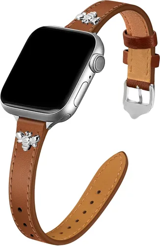 JR.DM Correas de cuero delgadas compatibles con Apple Watch Band 1.496 in 1.575 in 1.614 in 1.654 in 1.732 in 1.772 in 1.811 in 1.929 in, correa de