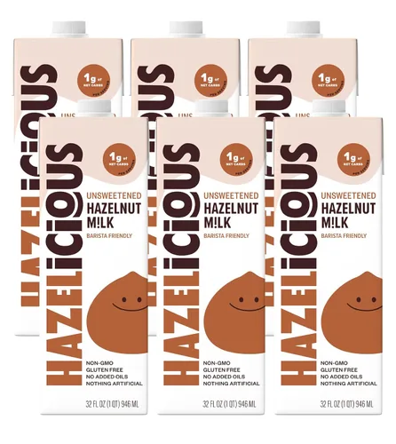 Miniatura 7 de Hazelicious Leche de chocolate y avellana, sin lácteos, sin OMG, a base de plantas y vegana, 60% menos de azúcar, cajas de 32 onzas líquidas