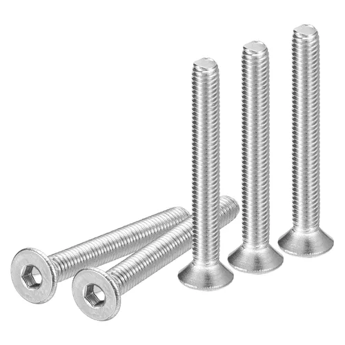 Miniatura 32 de DTGN Tornillos de cabeza plana M3-0.020 x 1.378 in, paquete de 50 tornillos de cabeza plana de acero inoxidable 304, rosca completa, pernos