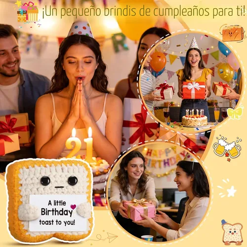 Miniatura 4 de Divertida tostada de croché para cumpleaños, regalo para mujeres, hombres, mamá, papá, niñas o niños; tostada de croché única como alternativa a