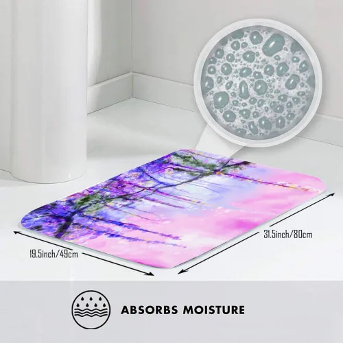 Miniatura 3 de Tapete de baño de glicina abstracta para baño, diseño de flores moradas con fondo de bokeh, tapete de ducha para una cómoda y absorbente de agua