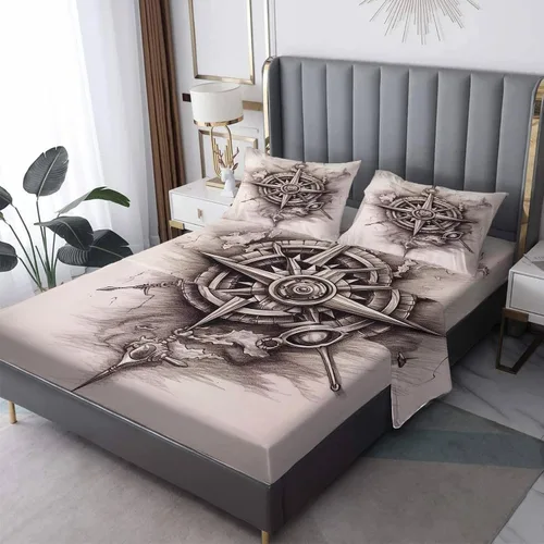 Miniatura 48 de Juego de sábanas tamaño individual: sábanas y fundas de almohada, sábanas y fundas de almohada, microfibra suave y bolsillo profundo y patrón sin