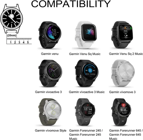 Miniatura 2 de Vanjua Bandas compatibles con Garmin Venu 2 Plus, Venu Sq, Venu y Vivoactive 3, correa de repuesto deportiva de silicona suave para Garmin Vivomove