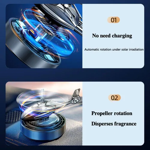 Miniatura 5 de Ambientador de aire para automóvil con energía solar, difusor de aromaterapia giratorio con energía de helicóptero, fragancia duradera, perfume, Rojo