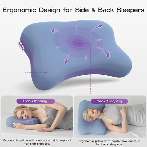 Miniatura 4 de ZZ-WELL Almohada refrescante para dormir de lado, almohada cervical patentada para dormir, almohada ergonómica curvada de espuma viscoelástica