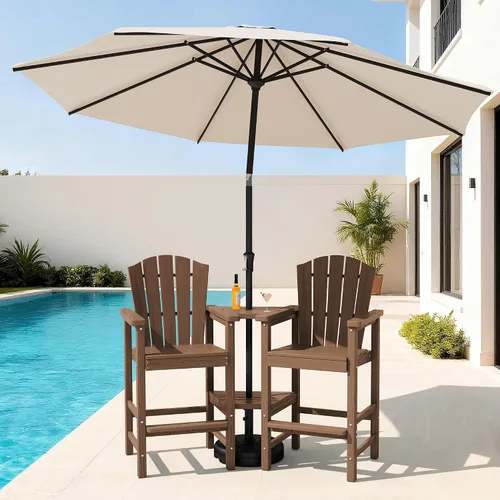 Miniatura 24 de KINGYES Aruba - Juego de 4 sillas Adirondack altas de HDPE con bandejas de conexión dobles, silla Adirondack de altura de barra en relieve para 2