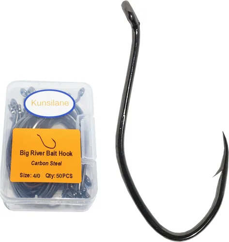 Anzuelos de pesca para gatos Big River Bait Hook 25/50/100 piezas, anzuelos de pesca para agua salada y agua dulce, bagre Striper Cabeza plana Carpa