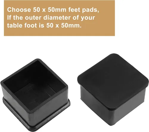 Miniatura 3 de Uenhoy 8 tapas cuadradas de goma antideslizantes para patas de silla, protectores de suelo de 2 x 2 pulgadas (paquete de 2)