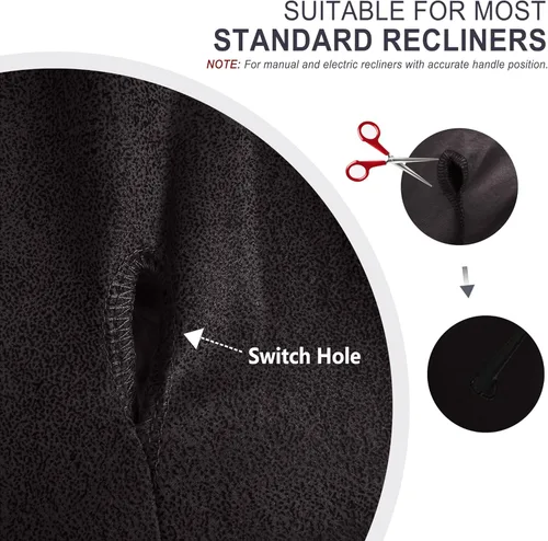 Miniatura 8 de ANARACHON Fundas para sillas reclinables con aspecto de cuero, funda elástica de 4 piezas, funda suave para silla reclinable, protector de muebles