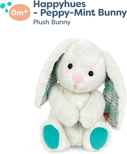 Miniatura 6 de B. toys – Conejo de peluche de 30 cm suave y mullido lavable – Tonos felices – Conejo Peppy Mint – 0 meses+ Conejito gris hielo