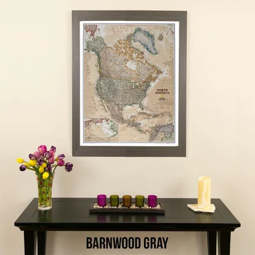Miniatura 2 de Push Pin Travel Maps Pósteres e impresiones personalizables – Gris granero – Mapa de pines enmarcado personalizado, llega listo para colgar con 150