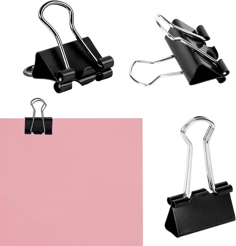 Miniatura 3 de SANNIX 36 PIEZAS Clips de Carpeta Medianos, Clips de Carpeta de 1-1/4 Pulgadas 32mm Clips de Papel Negro Tamaño Mediano para Oficina Hogar Escuela