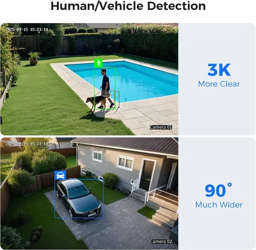 Miniatura 3 de Hiseeu Sistema de cámara de seguridad para exteriores con cable 3K con audio, luz dual inteligente, DVR de vigilancia de 5 MP 8 canales, cámaras