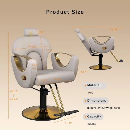 Miniatura 3 de Silla de peluquero reclinable silla de peluquería hidráulica sillas de peluquería giratoria de 360 grados silla de peinado silla de corte de salón