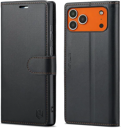 Miniatura 13 de Funda tipo cartera para iPhone 17 Pro Max con tarjetero de crédito, de piel sintética, con función atril, funda protectora a prueba de golpes