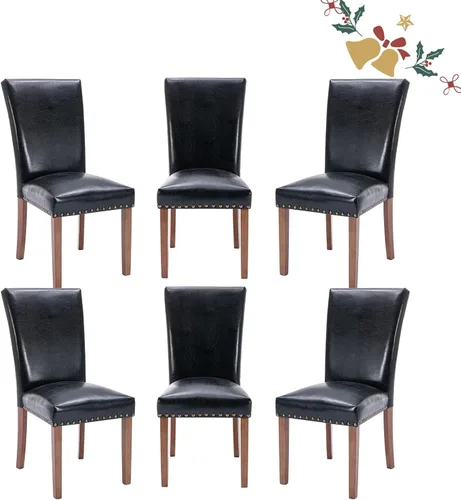 Miniatura 8 de Juego de 2 sillas de comedor Parsons, sillas tapizadas con cabeza de clavo para comedor y cocina con cojines gruesos y patas de madera, verde