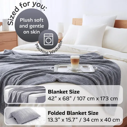 Miniatura 4 de Proglobe Manta de viaje y almohada – Manta de forro polar ultra suave y ligera para avión, automóvil, campamento, autobús, viajes, manta acogedora