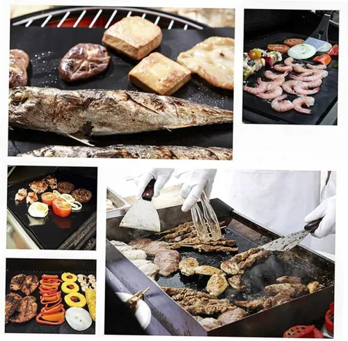 Miniatura 9 de Yardwe Alfombrilla para parrilla de barbacoa, resistente al calor, antiadherente, para horno, bandeja para horno, apta para lavavajillas