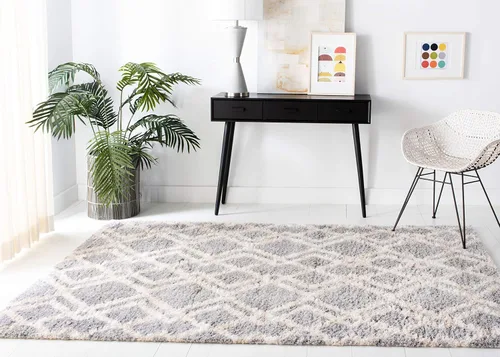 Miniatura 11 de SAFAVIEH Berber Shag Collection - Alfombra decorativa, 2 x 4 pies, diseño marroquí, color gris y crema, no desprende pelusa y de fácil cuidado, 1.2