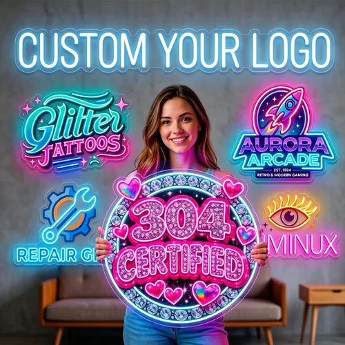 Miniatura 11 de Letrero de neón personalizado con logotipo de negocio, HancraStore - Letrero iluminado personalizado con luz de fondo, letrero de logotipo flotante