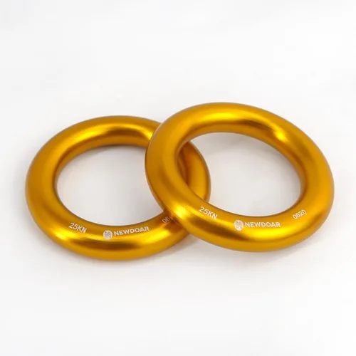 Miniatura 8 de NewDoar Rappel Ring 25kN Oro Grande O-Ring Cuerda Conector para Escalada Arborista Rescate Hamaca y Slackline oro 5 piezas