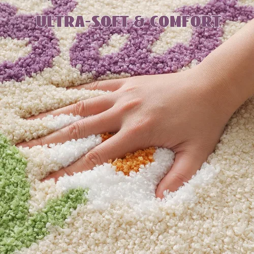 Miniatura 4 de Tapete de baño, bonitas alfombras de baño con microfibra suave y gruesa, absorbente, de secado rápido, antideslizante, lavable a máquina, tapete