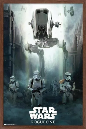 Miniatura 10 de Trends International Star Wars: Rogue One - Póster de pared de asedio, 14.725 x 22.375 pulgadas, versión enmarcada de madera de granero