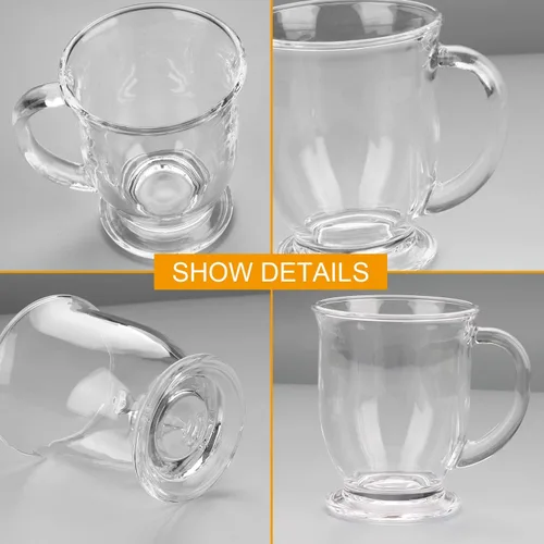 Miniatura 4 de Accguan Tazas de café de vidrio de 15 onzas / 15.2 fl oz, tazas de café transparentes con asas, perfectas para café con leche, capuchino, café