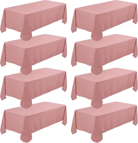 Miniatura 14 de Fivenl - Juego de 8 manteles negros de 60 x 84 pulgadas, manteles de mesa rectangular de 4 pies al por mayor, fundas de mesa de poliéster lavable