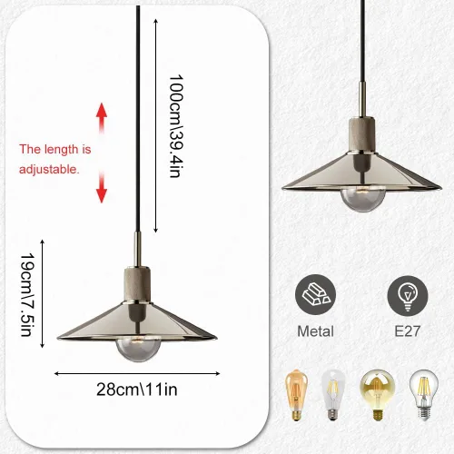 Miniatura 4 de 11" Pendant Light Industrial Hanging Lamp Vintage Kitchen Island Lighting Fixture, Retro Metal Pendant Lights for Bedroom Dining Room Farmhouse